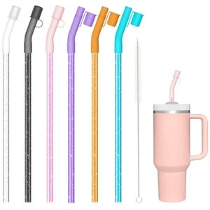 Colorful Reusable Straws with Cleaning Brush For Stanley Cups